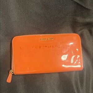 Miu Miu Glossy Orange Wallet